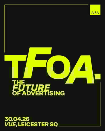 Poster image for future of advertising event. 