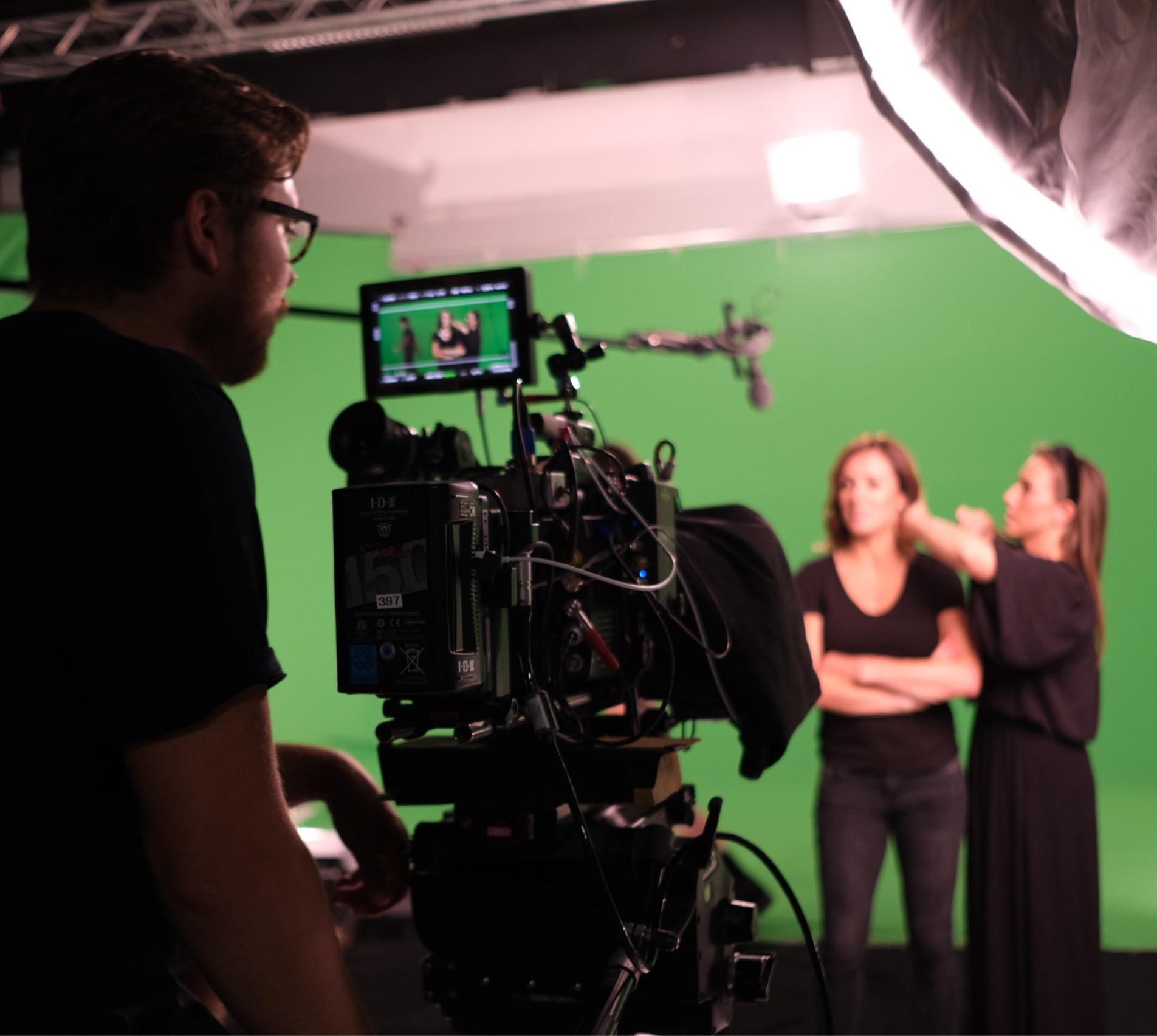 BearJam crew on video set green screen studio